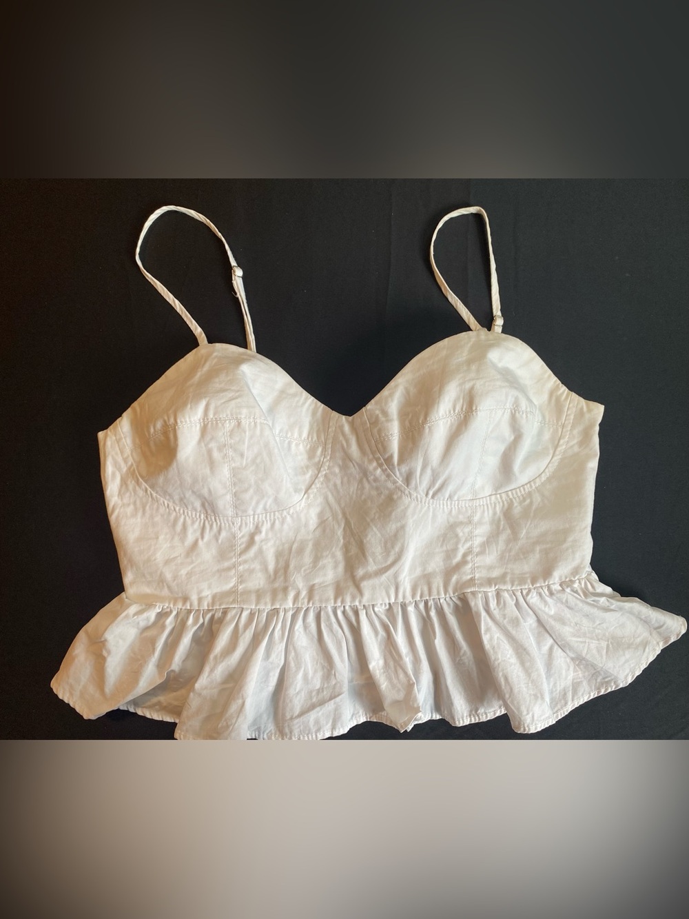 White Peplum Bustier Crop Top